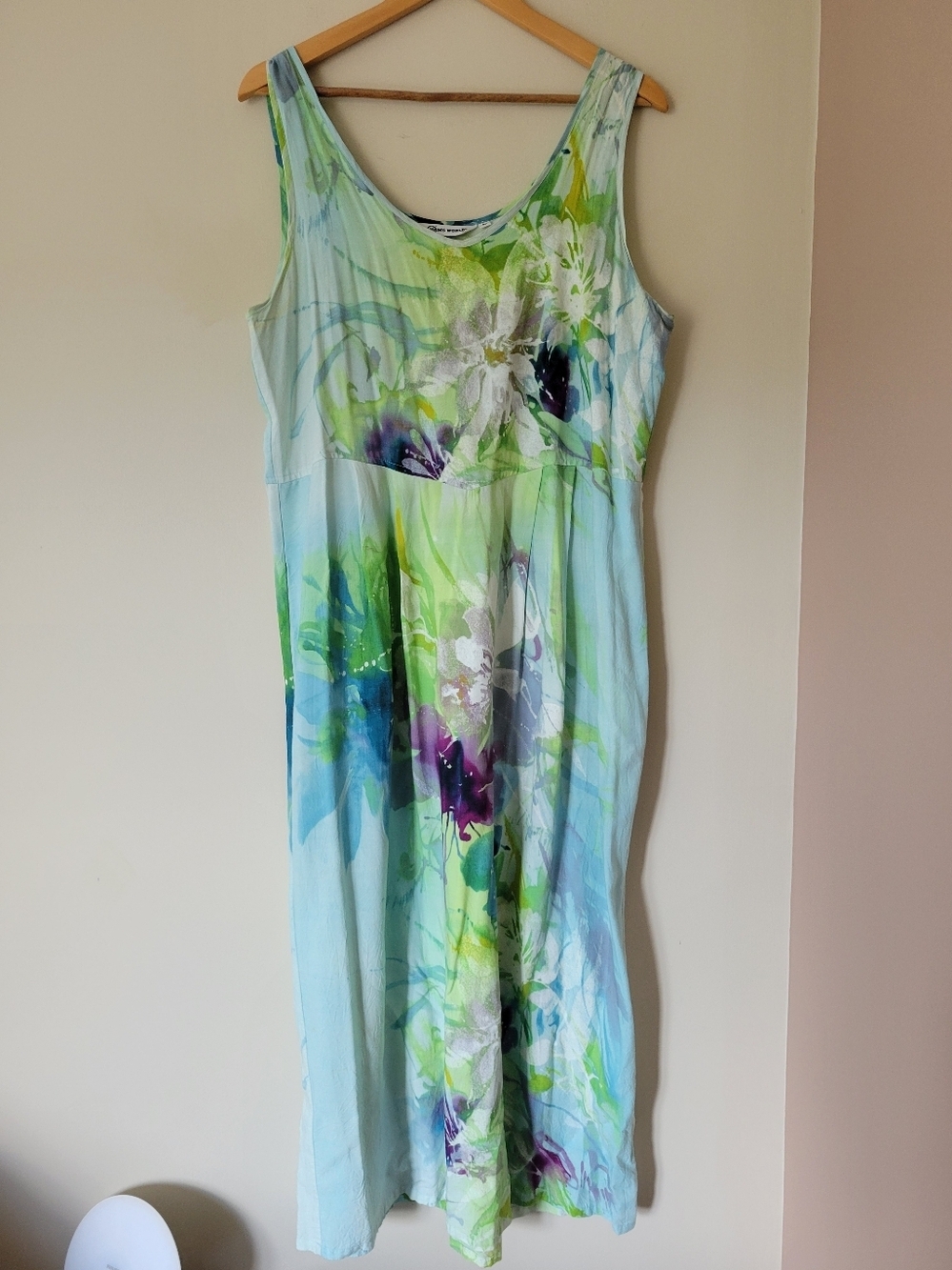 Jams World Janice Hawaiian Print Sleeveless Floral Rayon Maxi Dress Magic Large